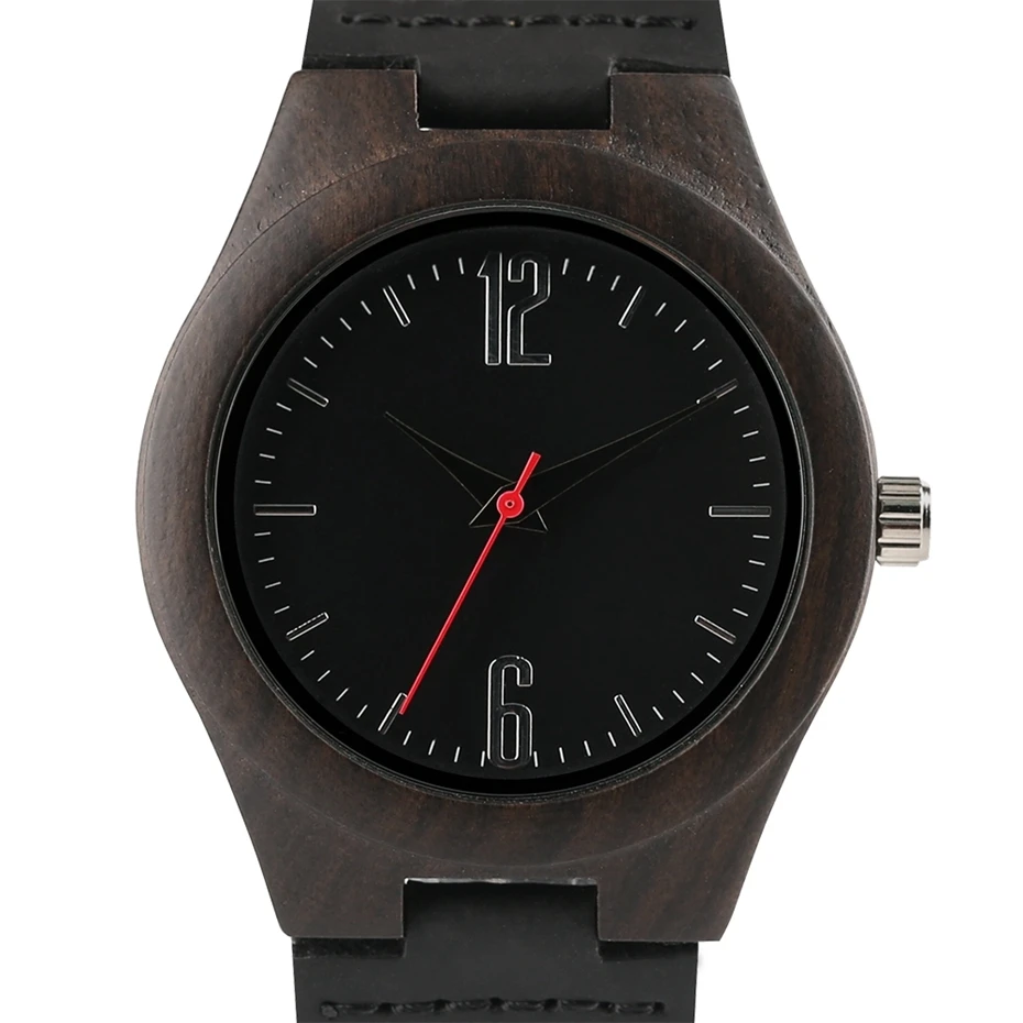 Top Gifts Luxury Ebony Wood Women's Dress Watch Creative Red Second Pointer Casual Leather Genuine Quartz Wrist Watches Relogios 2018 (5)