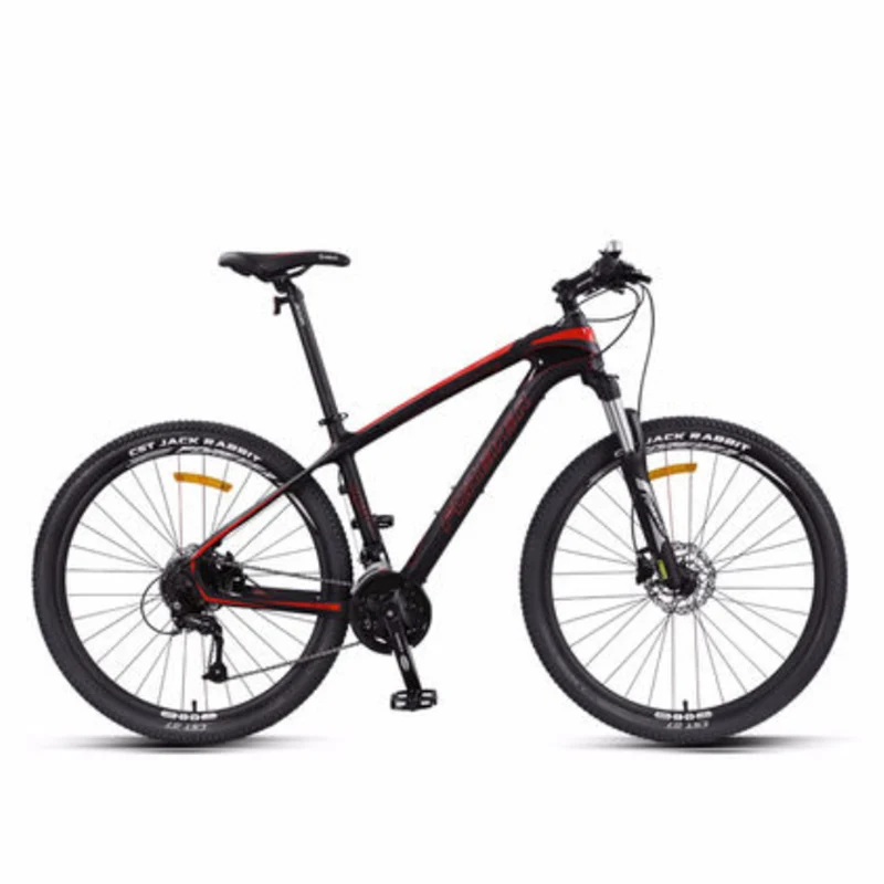 Углеродное волокно горный велосипед 27 скоростей 27,5 дюймов Гидравлический дисковый тормоз гоночный для взрослых - Цвет: Black red