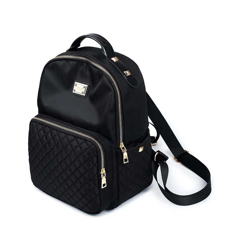 Европейская и американская мода женская сумка на плечо Ромбический швейный нейлоновый рюкзак для отдыха Спортивная дорожная Сумка водонепроницаемая - Цвет: XPSW003 Big Black