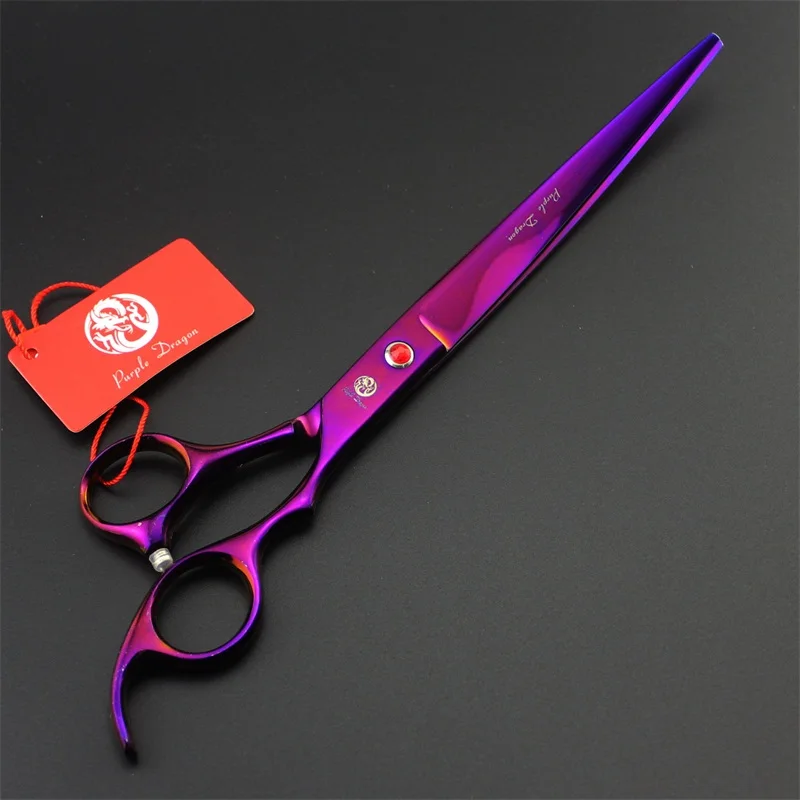 Professional 440 Pet Scissors for dog grooming 8.0 inch Straight Scissors & Curved Shear & thinning scissors 4 PCS Set + Case (4)