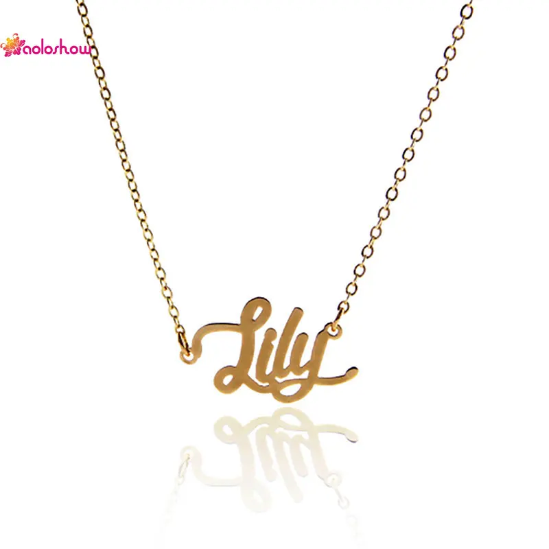 

AOLOSHOW Name Necklace for Women " Lily " Charm Stainless Steel Name Necklace Gold Color Silver Color Nameplate Necklace NL-2433