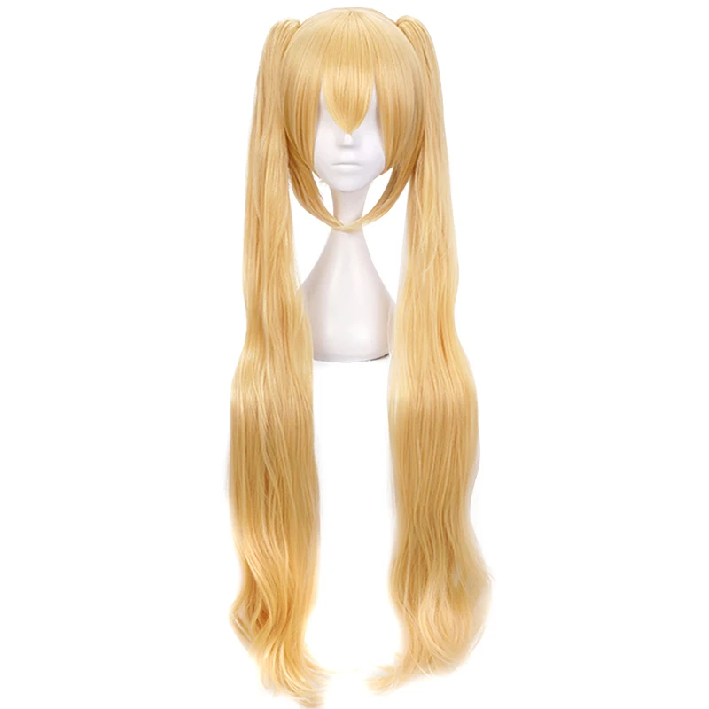 Blend S Kaho Hinata Blonde Synthetic Cosplay Wig Costume Natural Wave Double Ponytails Wigs+ Wig Cap