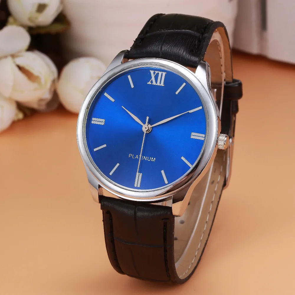 Geneva watch men Woman Retro Quartz wristwatches Leather Band Alloy Quartz Wrist Watch Brown
