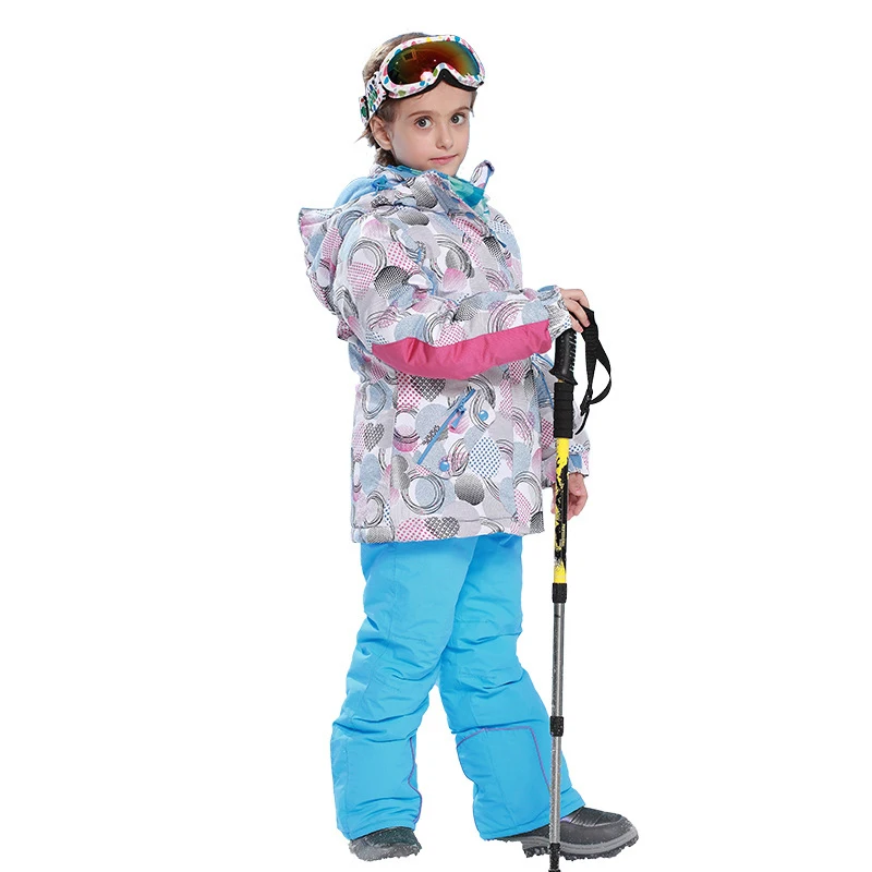 

2019 Winter Kids Ski Suits Hooded Fleece Sport Girls Clothing Sets Jacket Overalls Children Skiing Outfits Big Girls Snow Suits