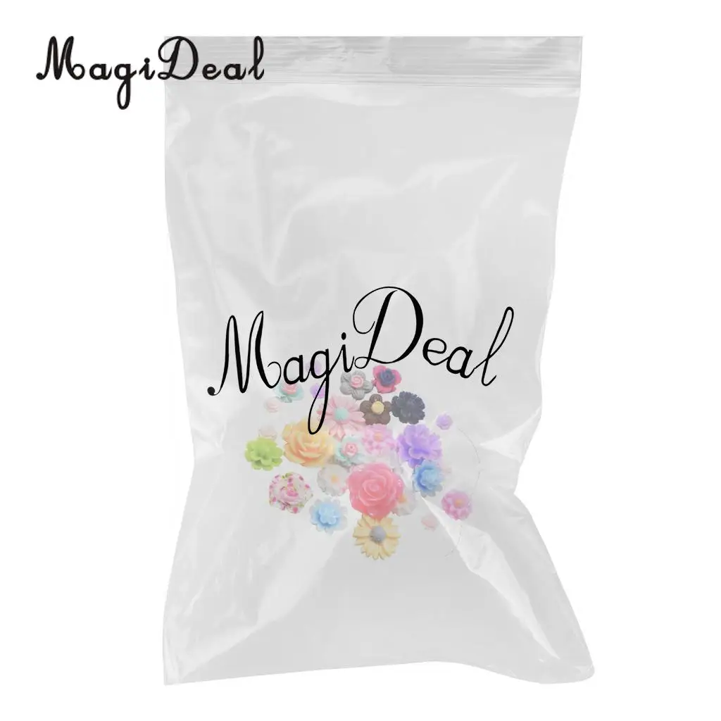 MagiDeal 50Pcs Assorted Colors Size Resin Rose Flower Carving Rose Flower Beads Accessories Synthetic stone material 