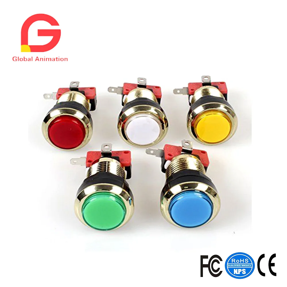 Arcade Game DIY Accessories Kit for PC and Raspberry Pi 5Pin joystick + gilded  LED Illuminated push buttons