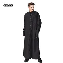 Мужская Супердлинная рубашка, мужской модный халат, черный, белый цвет, длинный рукав, Повседневный пуловер, платье, рубашки, костюмы для Ближнего Востока