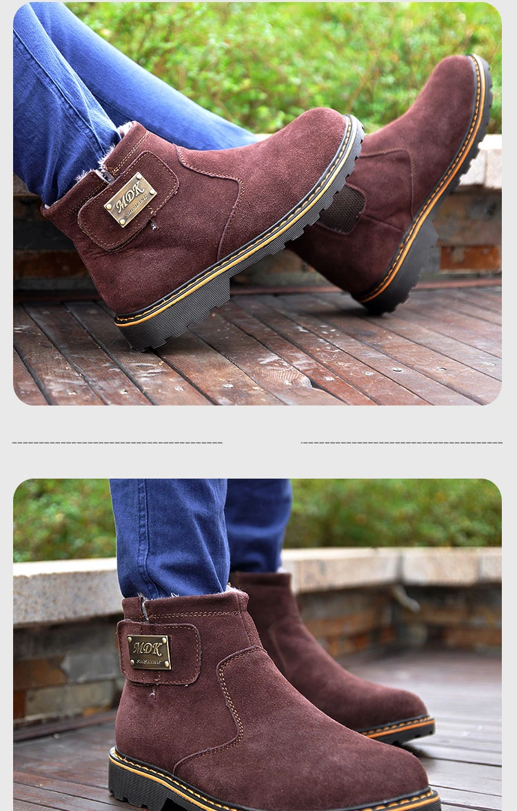 Brand Men's Boots Quality Male Shoes Suede Leather Drive Shoe Warm Fur Winter Casual Snow Bot Man Mens Ankle Boots (14)