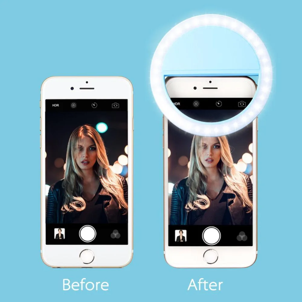 

Rechargeable LED Selfie Ring Light 3 Levels Light Up Photography Phone Flash Ring Light For iPhone 5 6s Plus Mobile Phone Lens