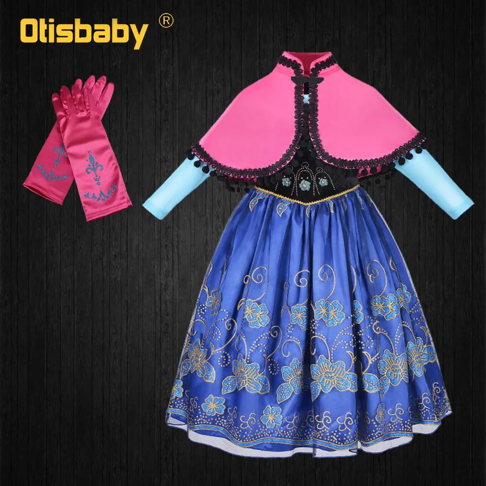 Платье принцессы Анны для девочек; платье феи Снежной Королевы; Детский карнавальный костюм для девочек; Fantasia Infantil; нарядные платья Эльзы - Цвет: B