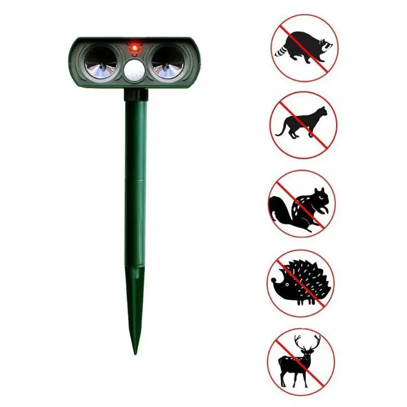 

2PCS Solar Repellent Cat Repeller Scarer Dual Ultra Deterrent Garden Animal Chaser