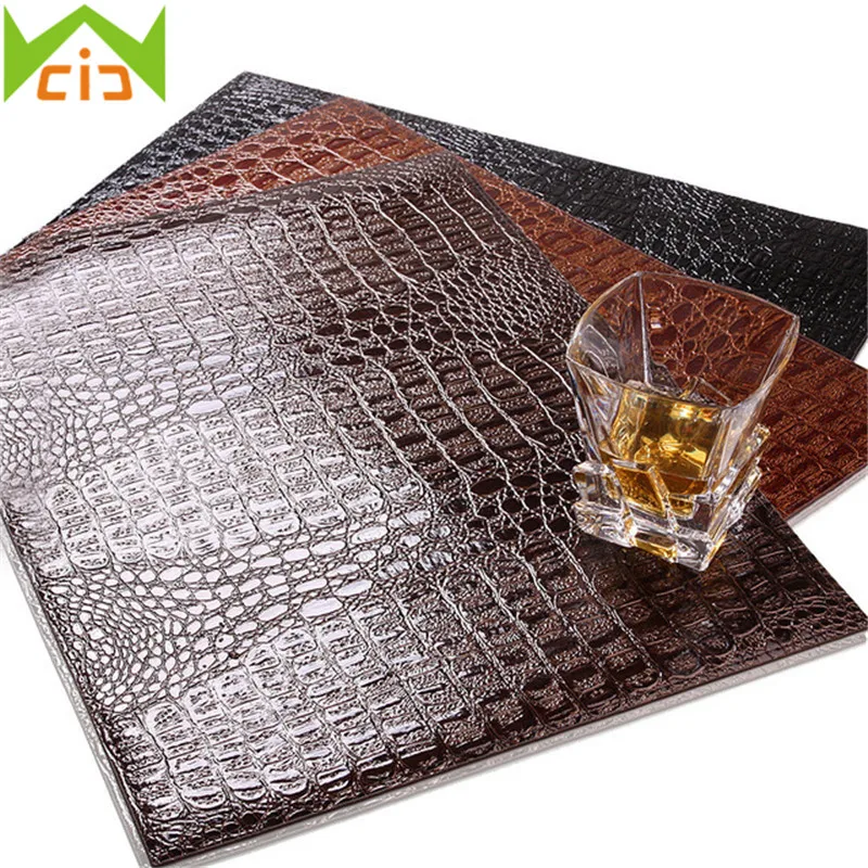 

WCIC PU Leather Placemat European Style Kitchen Table Mats Crocodile Pattern Table Mat Insulation Pad Decorative Coffee Coasters