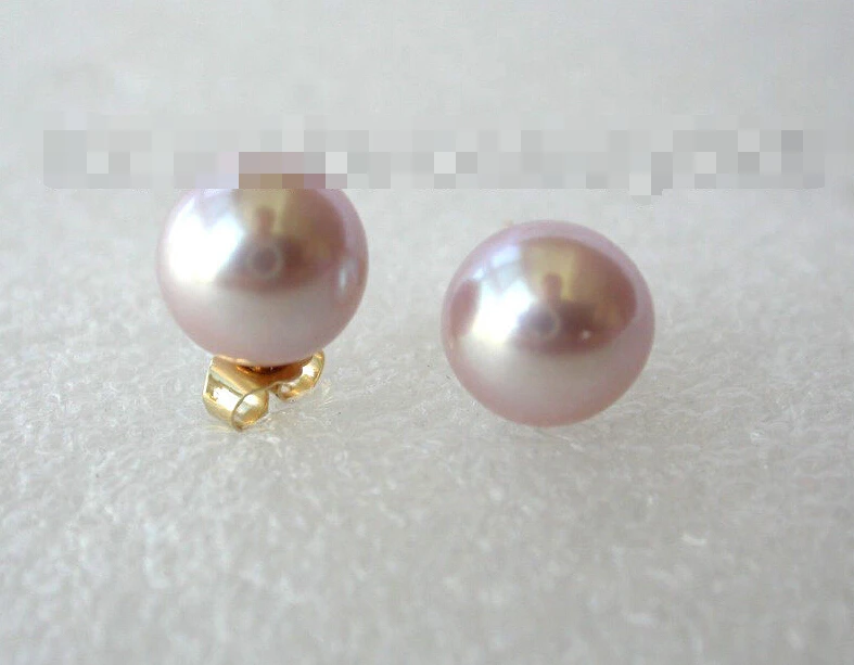 

hot sell new - 1341 perfect round lavender freshwater pearl earrings