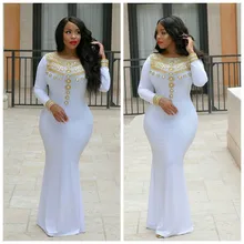 Vestido de noiva Meerjungfrau Lange Einbau Muslimischen Dubai Kaftan Arabische Abendkleider 2017 Langarm Gold Perlen Prom Kleider
