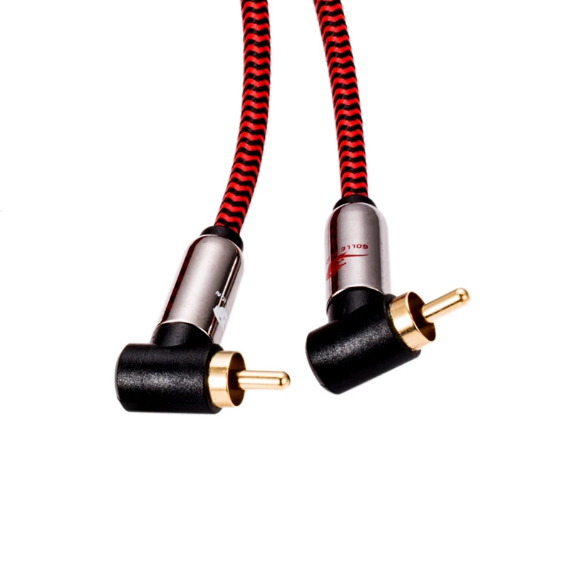 Прямо RCA 2 Угол разветвитель кабель аудио HiFi для сабвуфера усилитель декодер Y из