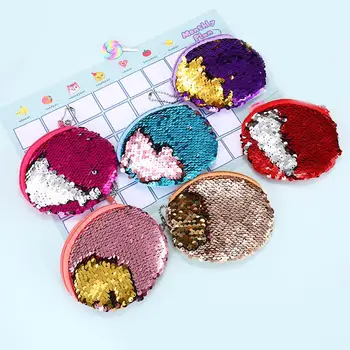 

Fashion Round Organizer Sequins Coin Purse Pocket Change Wallet Zipper Earphone Pouch
