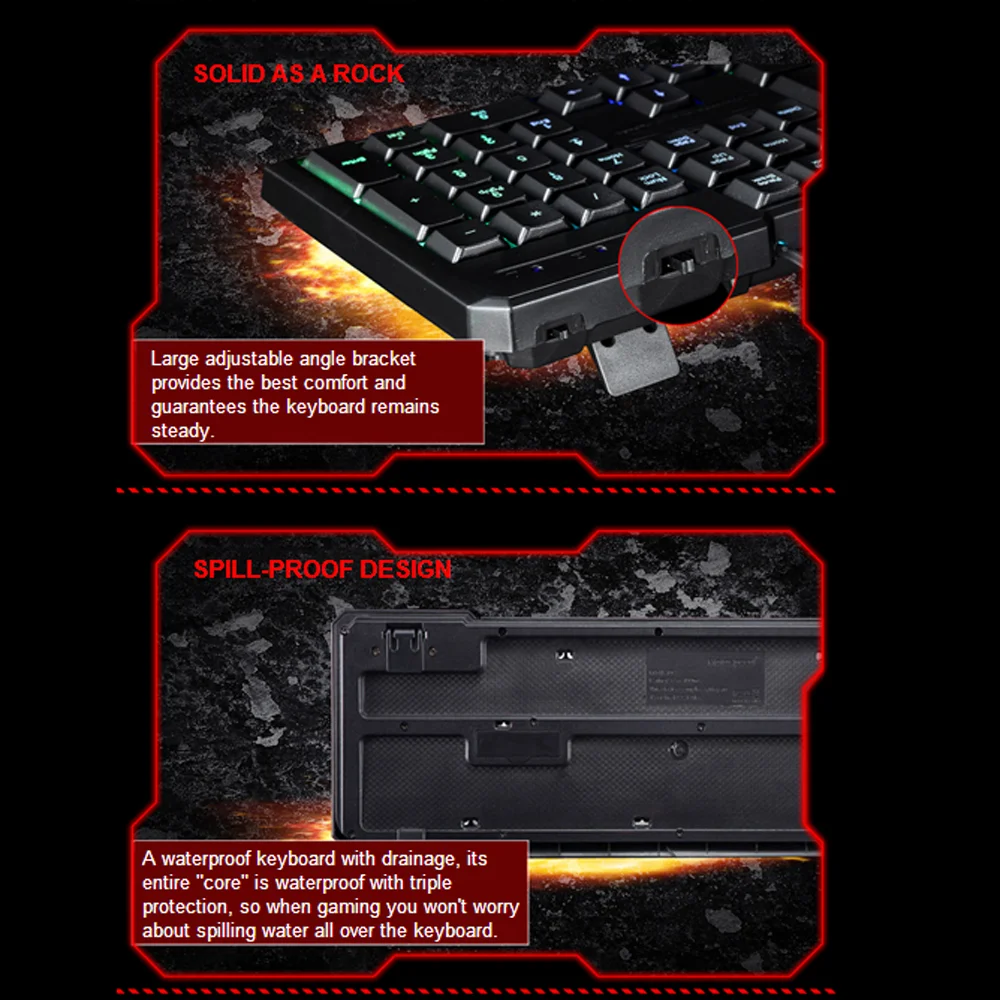 Полный ключ Motospeed K70 Водонепроницаемый Красочный светодиодный с подсветкой USB Проводная игровая клавиатура Профессиональный геймер