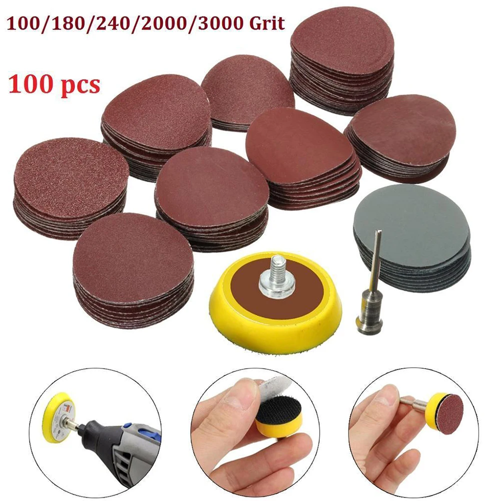 

Pads Grit Drill Flexible Tool Mini Sandpaper+Grinding Disc Set 1 Inch Rotary Power Accessories 1/8 Kit Cleaning Polishing