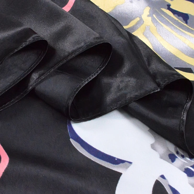[BYSIFA]Women Men Black Silk Scarf Shawl New Design Spring Autumn Accessories Ladies Genius Flowers Satin Scarves Wraps 90x90cm 5