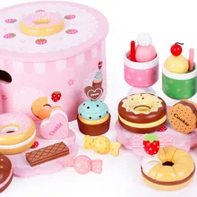 Деревянный игрушечный Комплект кухонных игрушек имитационный набор пончиков детская игрушка