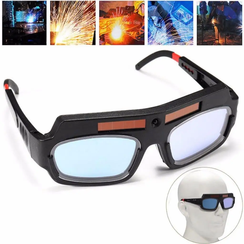 2x Solar Powered Auto Darkening Welding Mask Protective Goggles Safety Glasses Helmet Goggle Welding Glasses Lightproof 