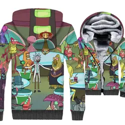 Рик и Морти куртка 3D печати балахон Для мужчин Смешные Прохладный Толстовка с капюшоном зимние модные толстые теплые флисовые молнии