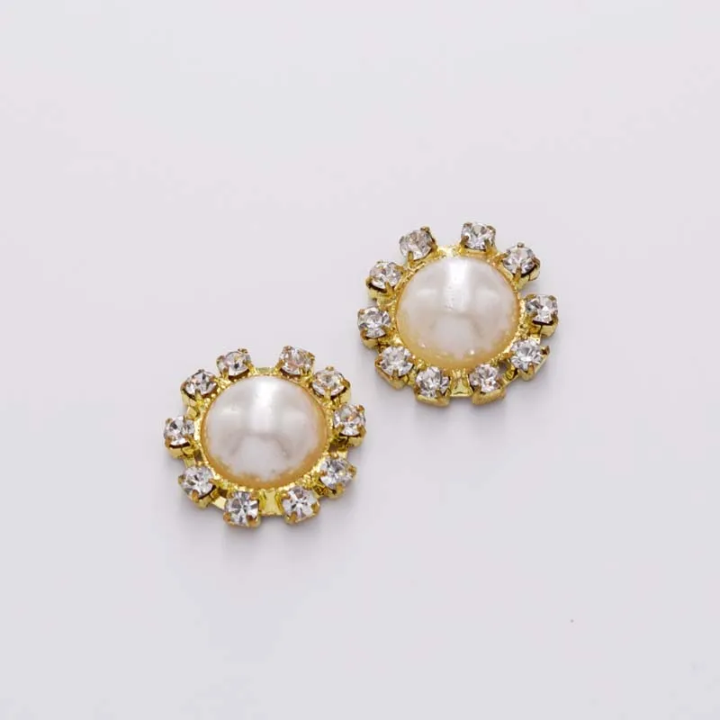 DIY 20pcs 16mm Bridal Rhinestones Buttons Crystal Wedding Pearl Sewing