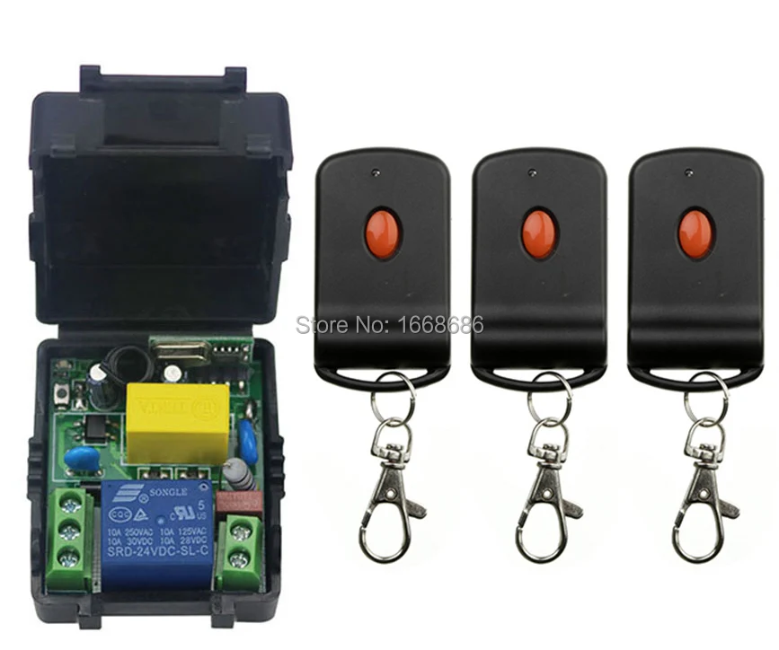 

AC220V 1CH 10A RF Wireless Remote Control Switch System teleswitch 3 transmitter & 1 receiver relay Receiver Smart Home Switch