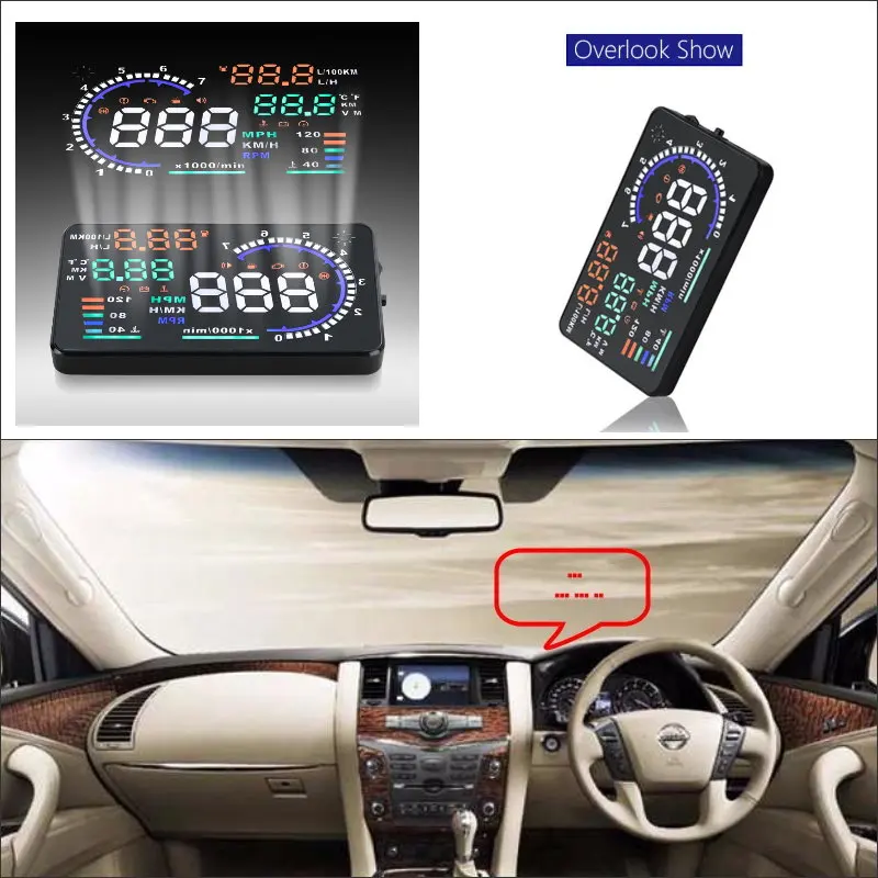 Автомобильный HUD Дисплей с безопасным приводом для Nissan Patrol/Y61/Y62/Armada 2010-2019 OBD Refkecting