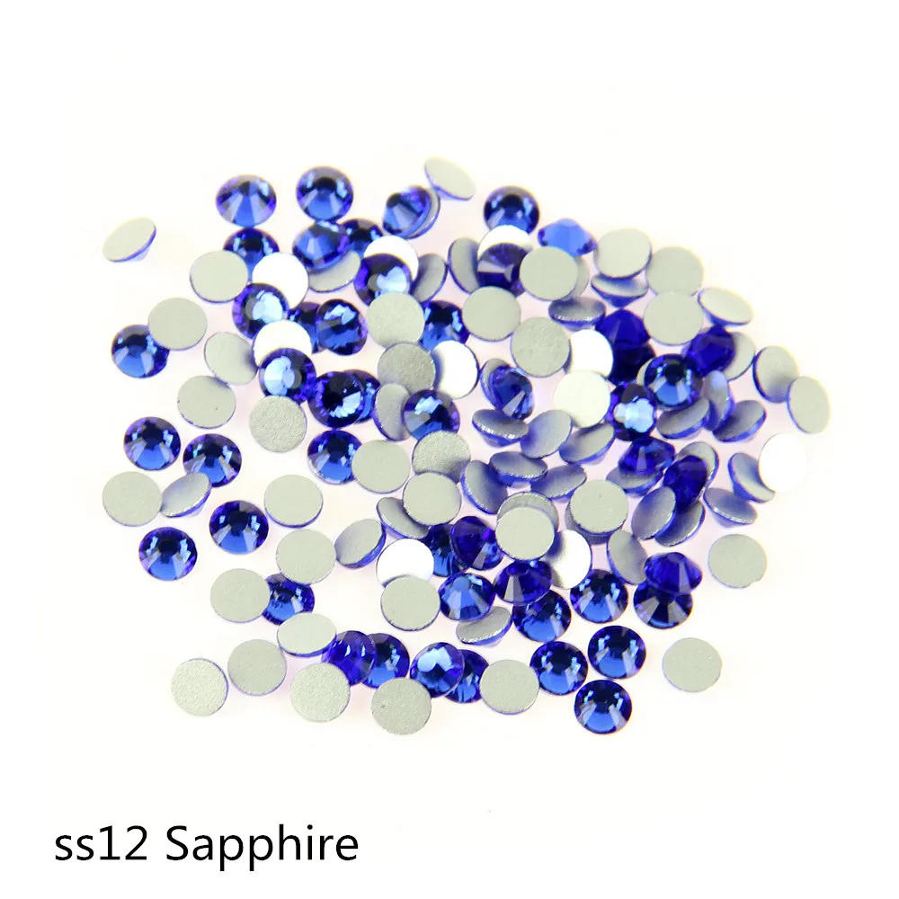 High Quality Sapphire Glass Stones Used With Glue ss12 3D Nail Art