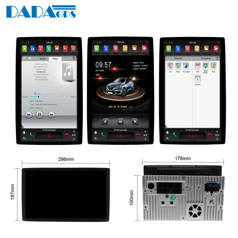 Best 2 Din 12.8" Tesla Android 8.1 4+32GB universal car radio No DVD player For Ford F-150 Explorer Mustang kuga fiesta GPS Navigatio 2