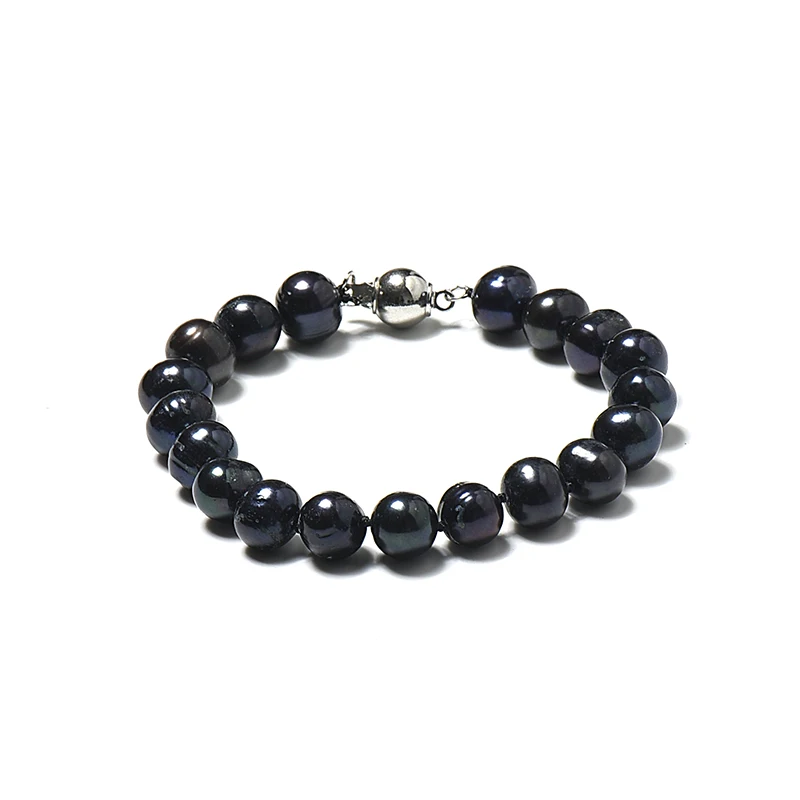 

Smooth 8-9mm Brightly Black Freshwater Natural Pearls For Manual DIY Bracelet 7.5inch Making Design For Ladies Women Gifts H497