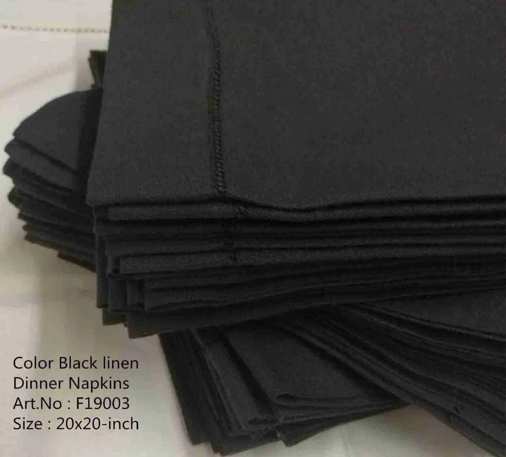 Набор из 12 модных салфеток и носовых платков, цвет черный, Прошитые по краям льняные столовые салфетки/обеденные салфетки для звавечерние