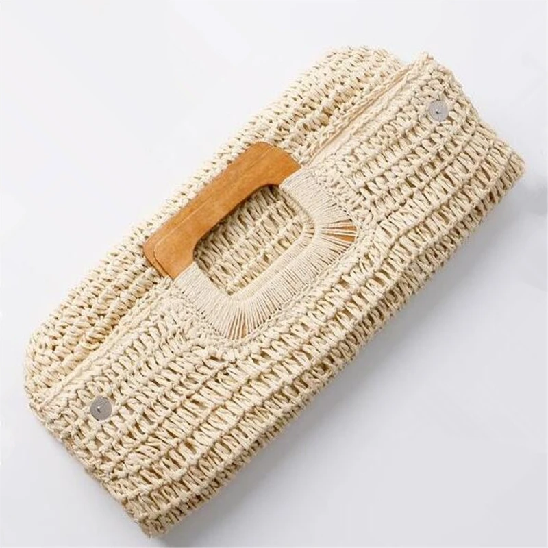 Handmade Straw Handbags Purse for Lady Summer Large Capacity Shopping Totes Women Bag Retro Beach Travel Woven Top-Handle Bags