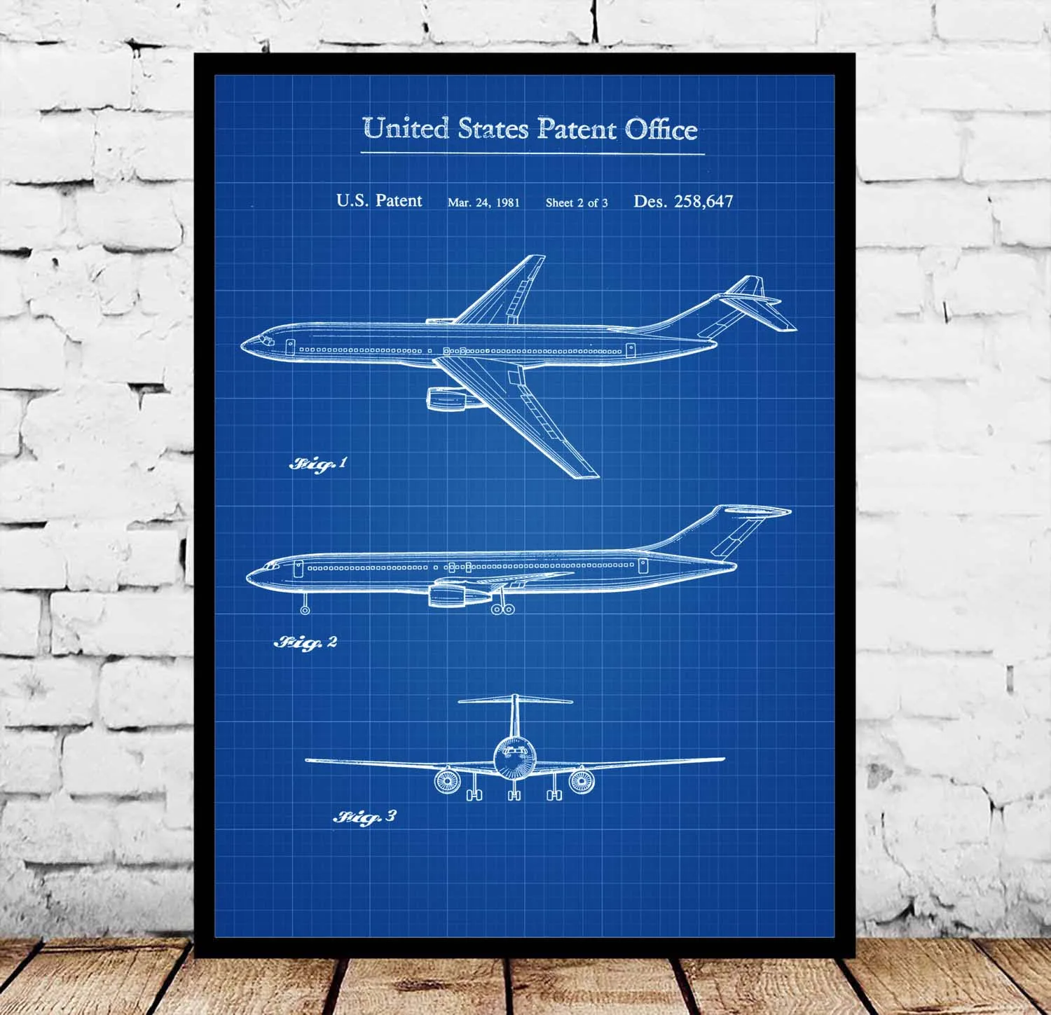 

Boeing Airplane Patent Blueprint Poster
