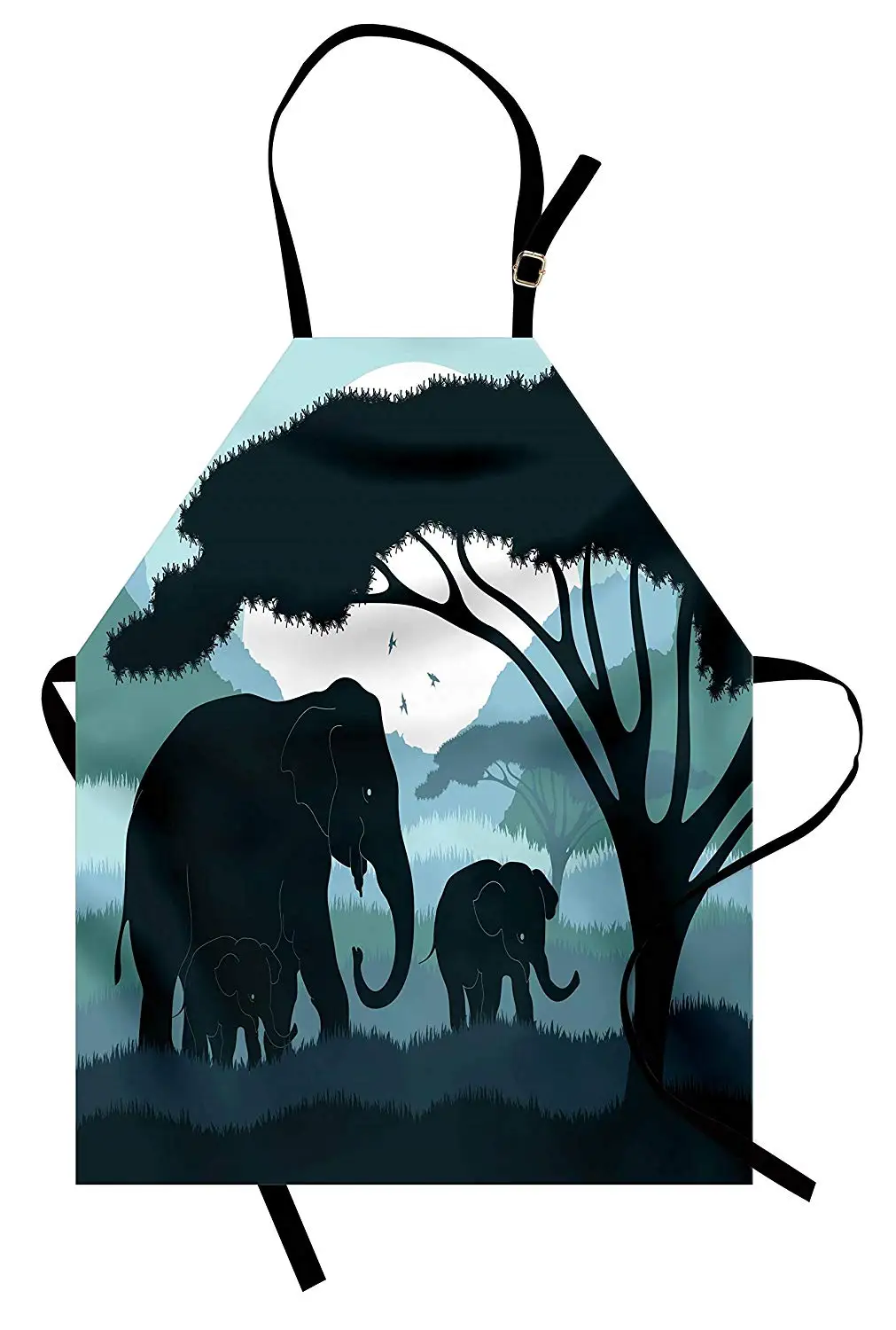 Elephant Apron Wild Animal Family with Mother Baby Elephants in Africa Landscape Kitchen Bib Cooking Baking Gardening | Дом и сад