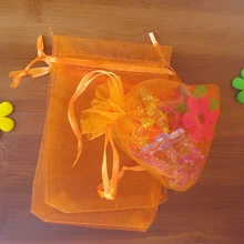 50 шт. 17*23 см оранжевый мешочек из органзы Ювелирная упаковка Дисплей сумки шнурок Чехол для браслеты/Колье мини Пряжа сумка