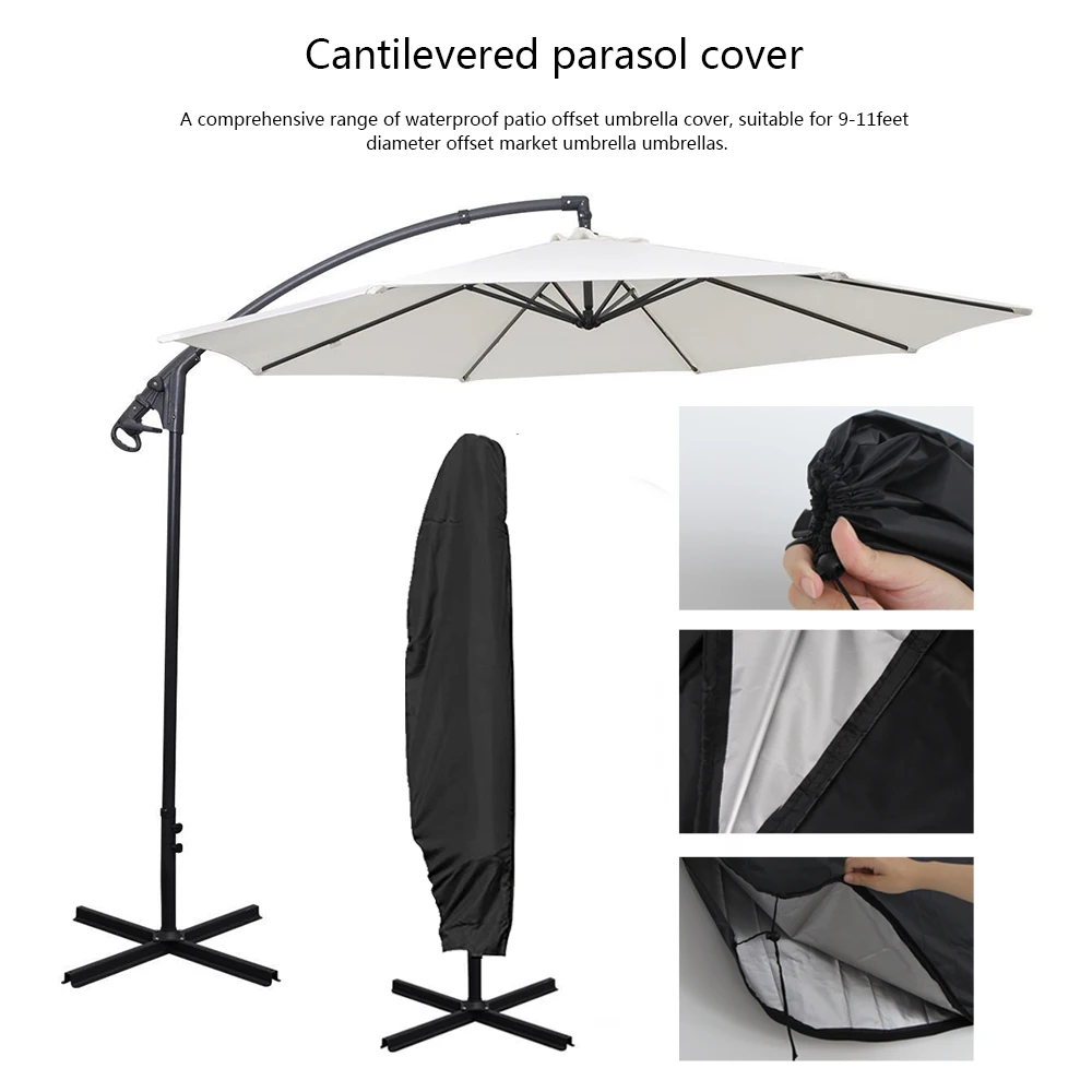 Black Waterproof Polyester Outdoor Banana Umbrella Cover Garden Weatherproof Patio Cantilever Parasol Rain Shade Sails Nets Aliexpress Weatherproof Patio Cantilever Parasol