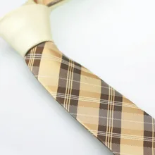 YIBEI coahella галстуки мужские обтягивающие галстук дизайн бежевый узел контраст бежевый с кофе шашки плед микрофибра галстук узкий галстук