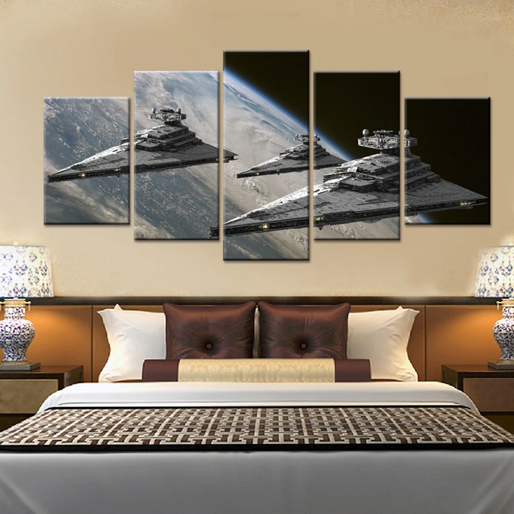 Hot 5 Panels Movie Poster Star Wars Destroyer Modern Home 5 Panels Movie Poster Star Wars Destroyer Modern Home Wall Decor Canvas Picture Art Hd Print Painting On Artworks