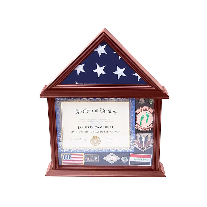 

MR- 3x5 Flag Display Case with Certificate and Document Holder Mango Finish display all your treasured awards