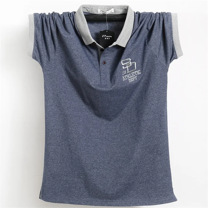Большие размеры 4XL 5XL 6XL 95% хлопок Corlorful Henry Collor Повседневная рубашка поло с коротким рукавом Мужская теннисная рубашка подходит для полных парней синий серый - Цвет: 5051 Dark Blue