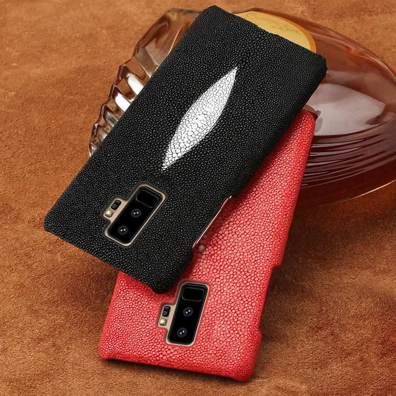 

Genuine Leather Phone Case For Samsung Galaxy S8 S8Plua S9 Plus note8 Pearl fish wear mobile phone case slim phone case