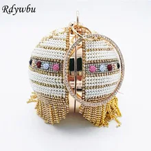 Rdywbu роскошный кисточкой шарик ручной работы цепи вечерняя сумочка круглый цветок бисером свадебные Невесты наручные клатч бриллианты кошелек сумочка B448