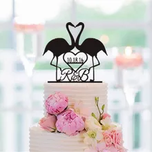 Индивидуальный свадебный торт Топпер черный акриловый лебедь пара торт Топпер пользовательское имя и дата Юбилей/зацепляющий цилиндр