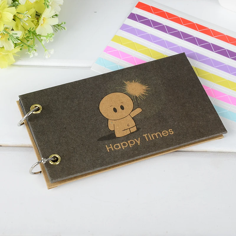

5'' Mini Cute 10 Pcs Black Sheet DIY Handmade Love Theme Happy Times Boy Kids Scrapbooking Scrapbook Photo Album