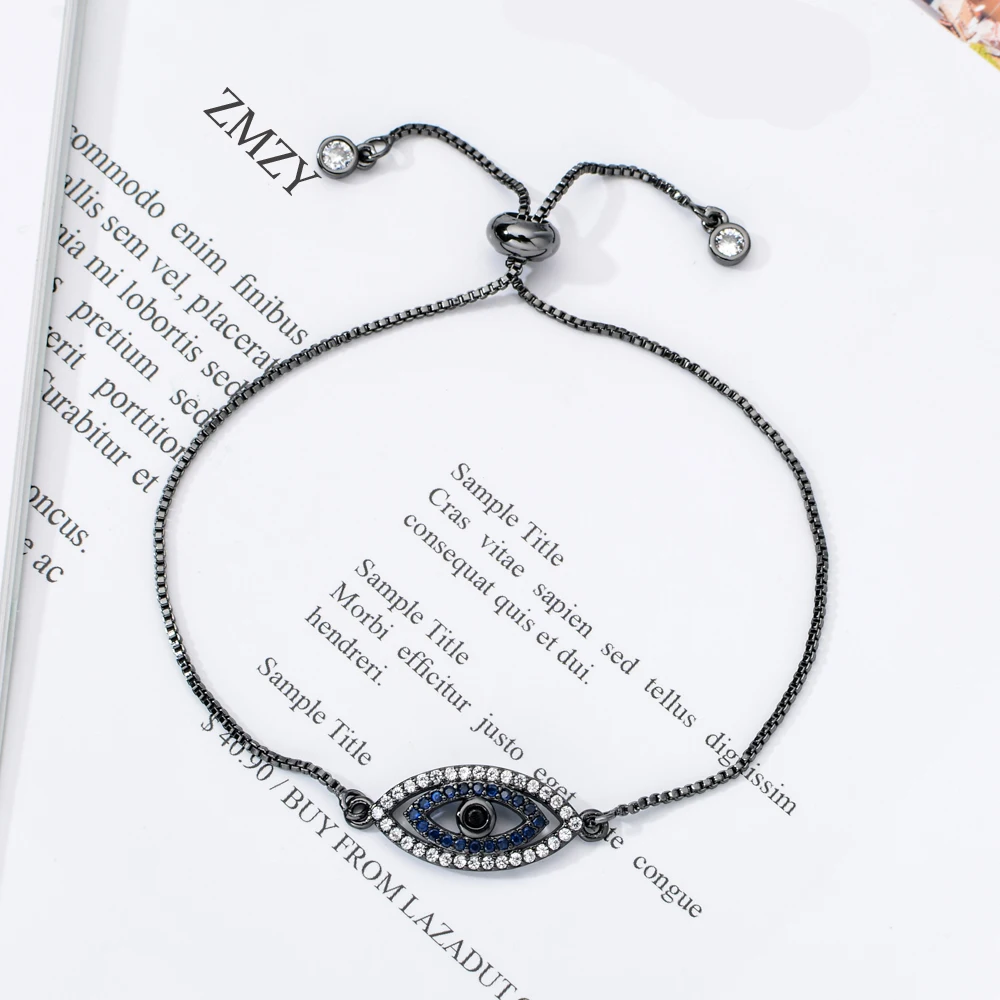ZMZY Турецкий Дизайн Шарм золото/серебро/черный браслет богемные браслеты для женщин Pave CZ Кристалл ювелирные изделия сглаза браслет