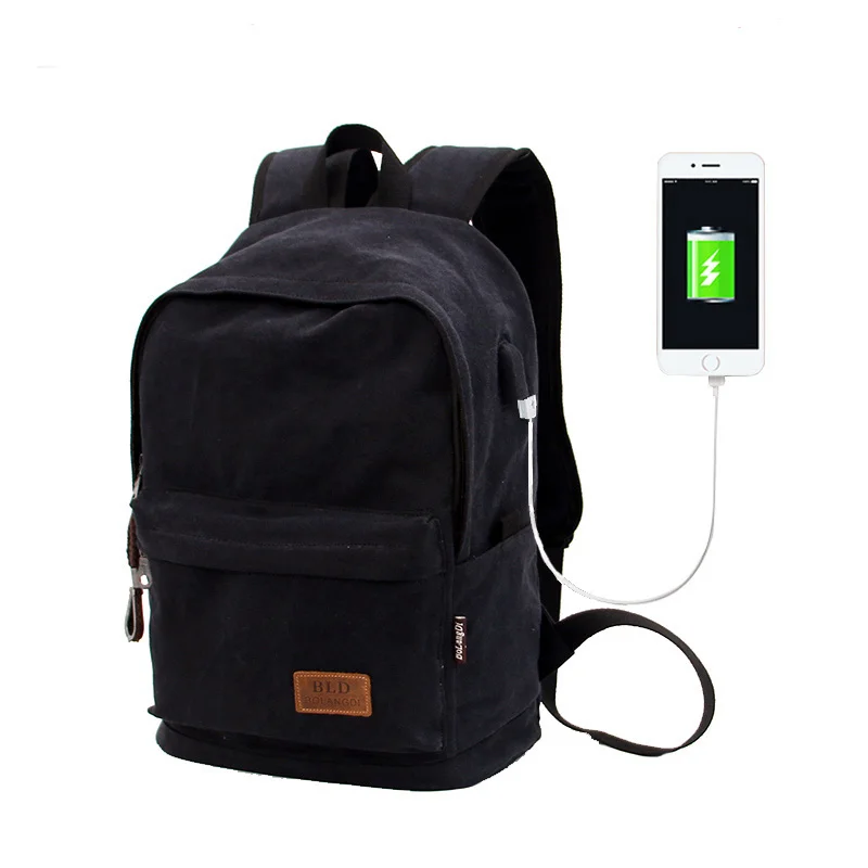 Comprar Mochila para ordenador portátil para Colegio 2019, Mochila antirrobo de carga USB, Mochila de viaje para hombre, Mochila escolar de lona para hombre, Mochila Vintage