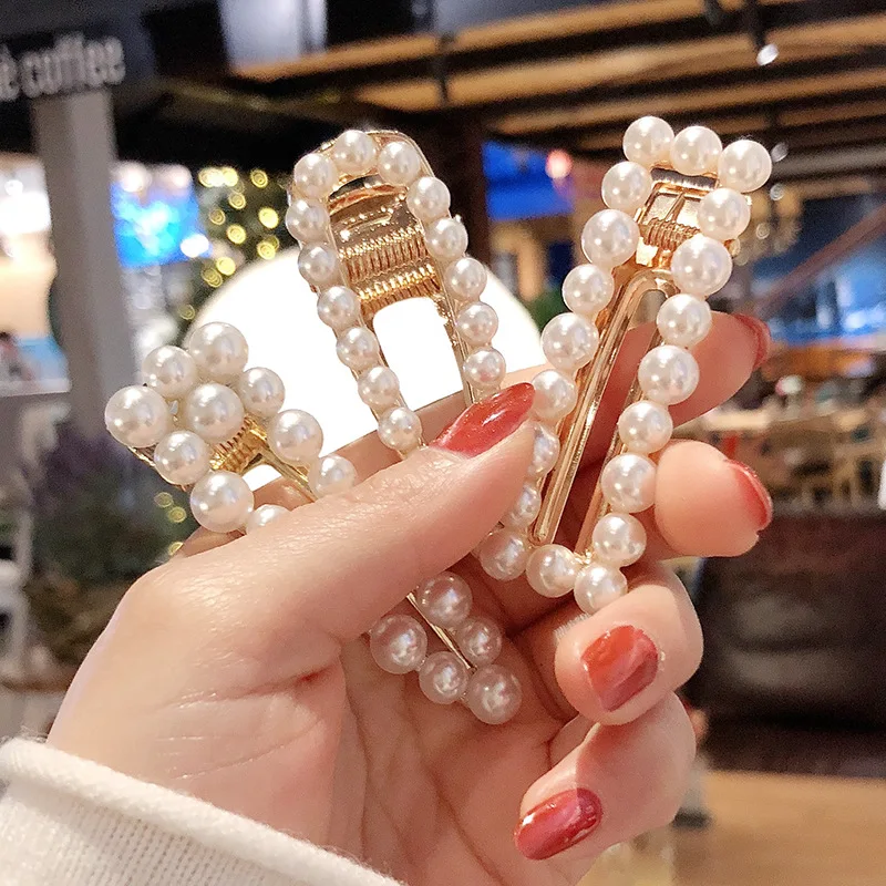 

Woman Elegant Geometric Pearl Hairpins Korean Style Hair Clips Alloy Barrettes Girls Hair Accessories Hair Grips Headwear