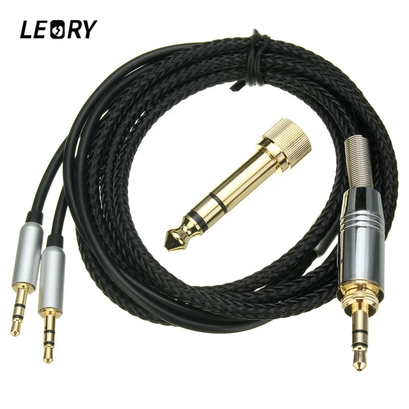 

LEORY Replaceable Headphones Cable 3.5MM&6.5MM 1 To 2 Jack AUX Cable For Hifiman HE400S HE-400I HE560/HE-350/HE1000/HE1000/V2